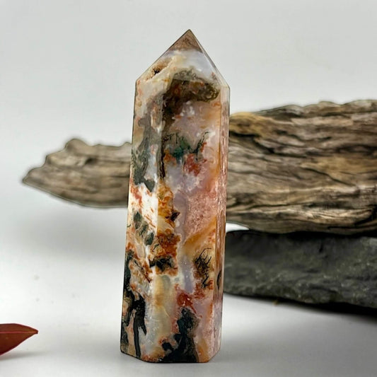 Fire Druzy Moss Agatę Tower
