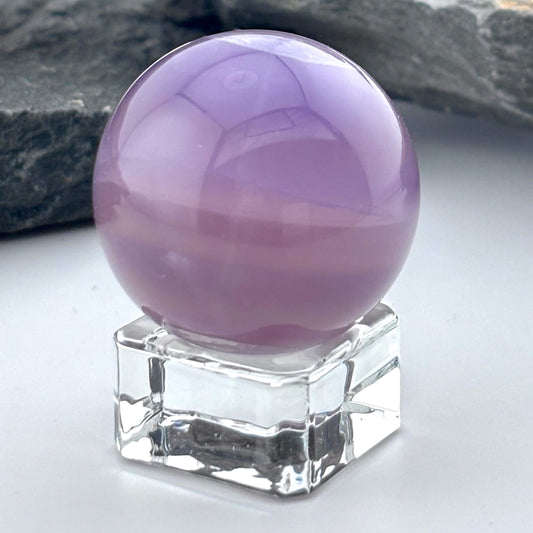 Purple Fluorite Sphere Palm Sized Massage Ball - 70 grams / 3.5 cm - With Free Glass Stand