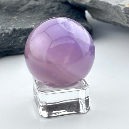 Purple Fluorite Sphere Palm Sized Massage Ball - 70 grams / 3.5 cm - With Free Glass Stand