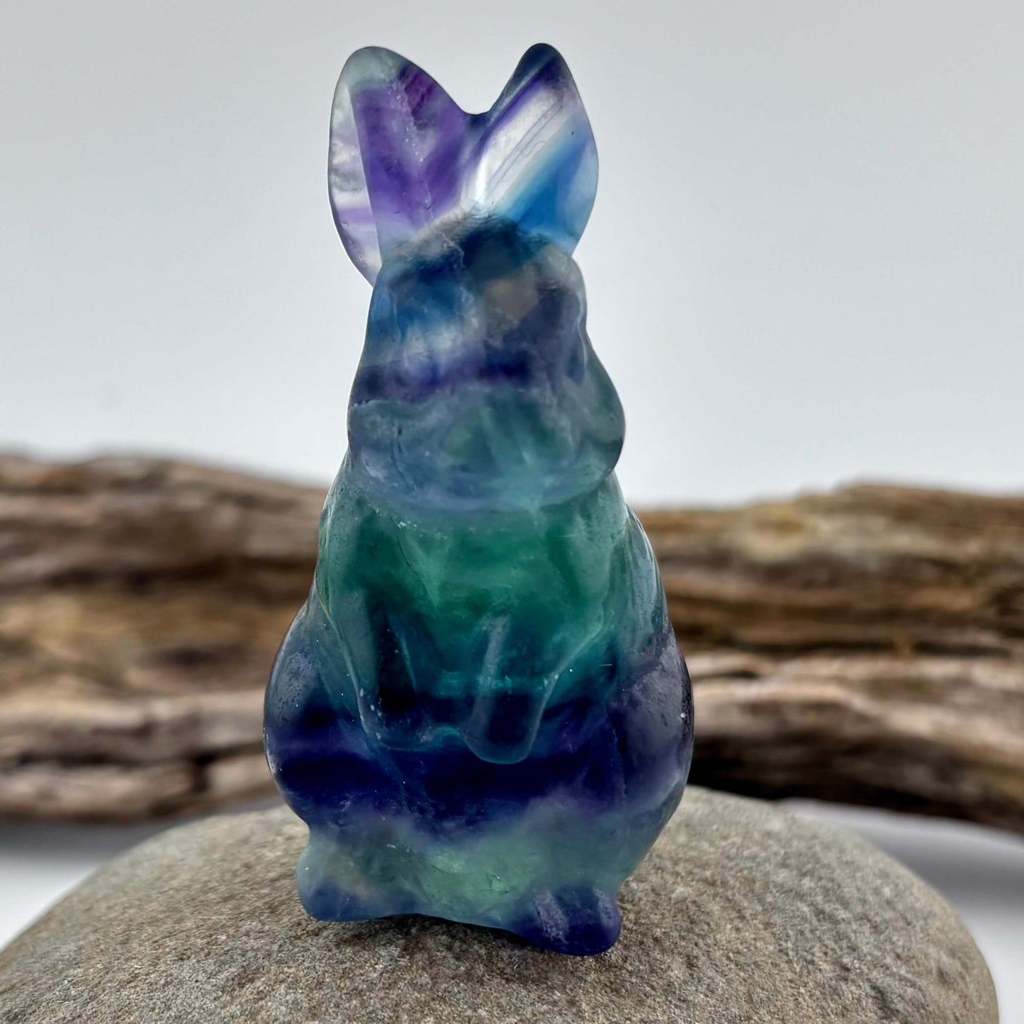 Rainbow Fluorite Carved Bunny Rabbit - 73 grams / 6 cm Tall