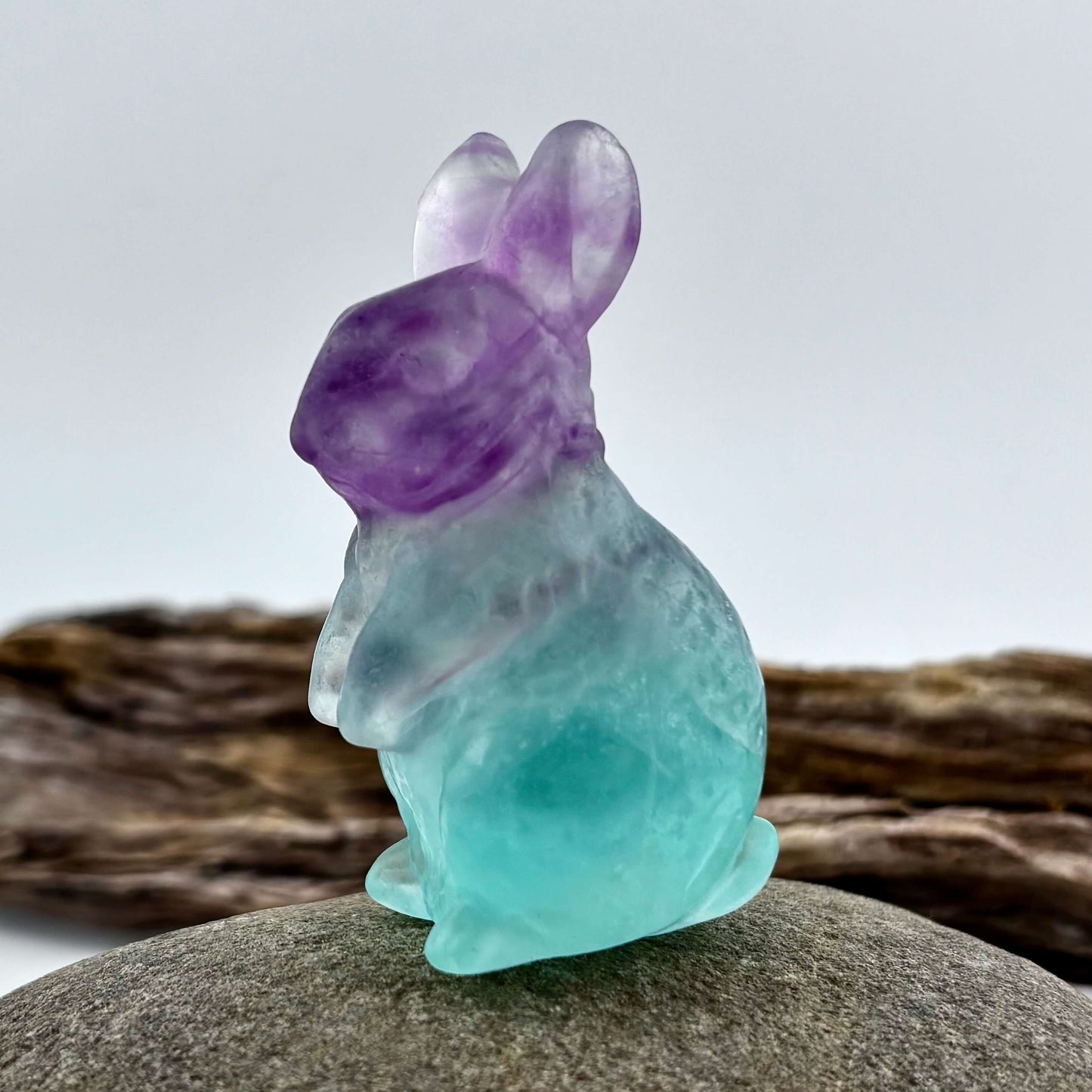Rainbow Fluorite Carved Bunny Rabbit - 78 grams / 6 cm