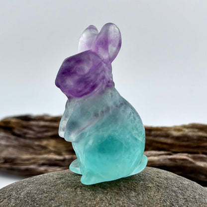 Rainbow Fluorite Carved Bunny Rabbit - 78 grams / 6 cm