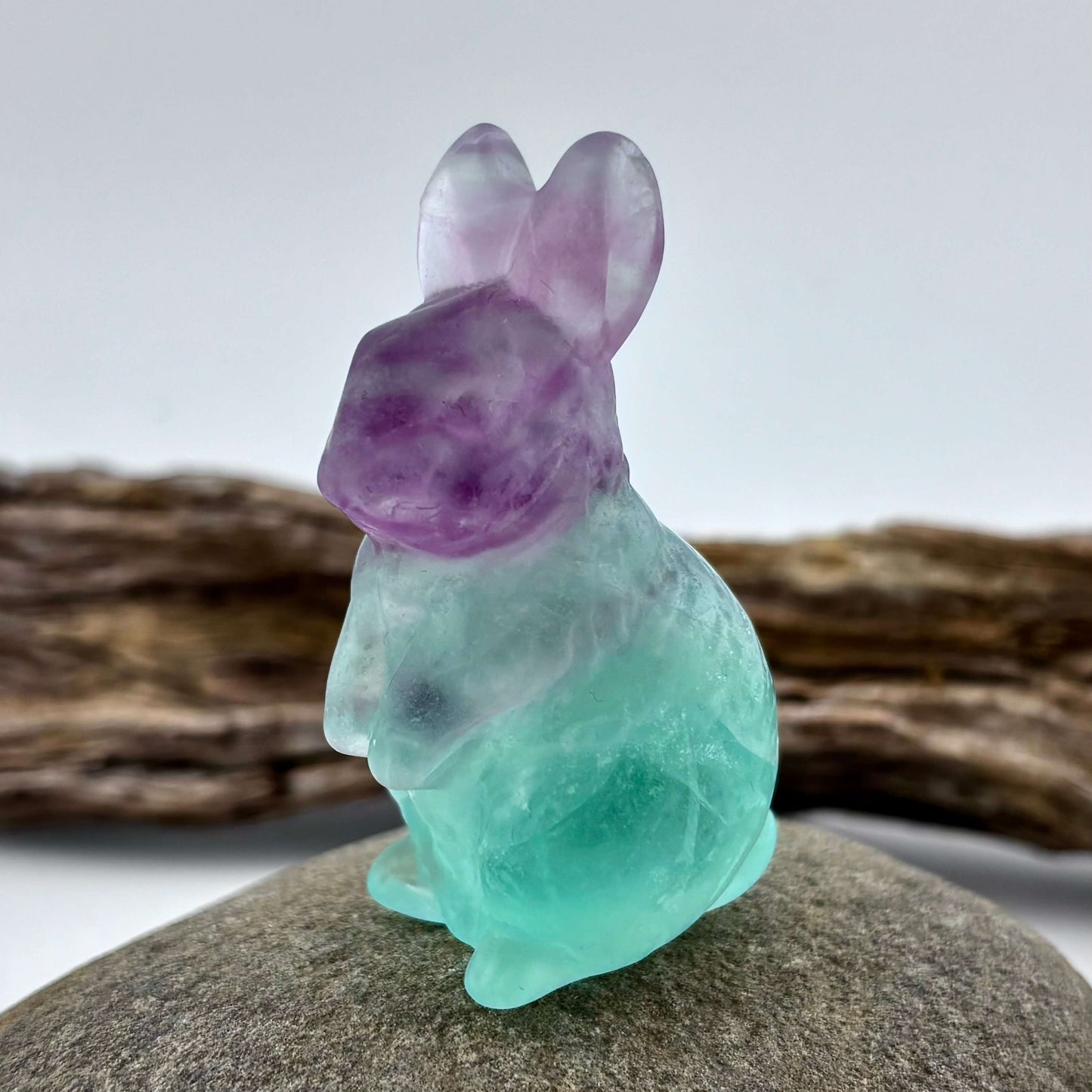Rainbow Fluorite Carved Bunny Rabbit - 78 grams / 6 cm