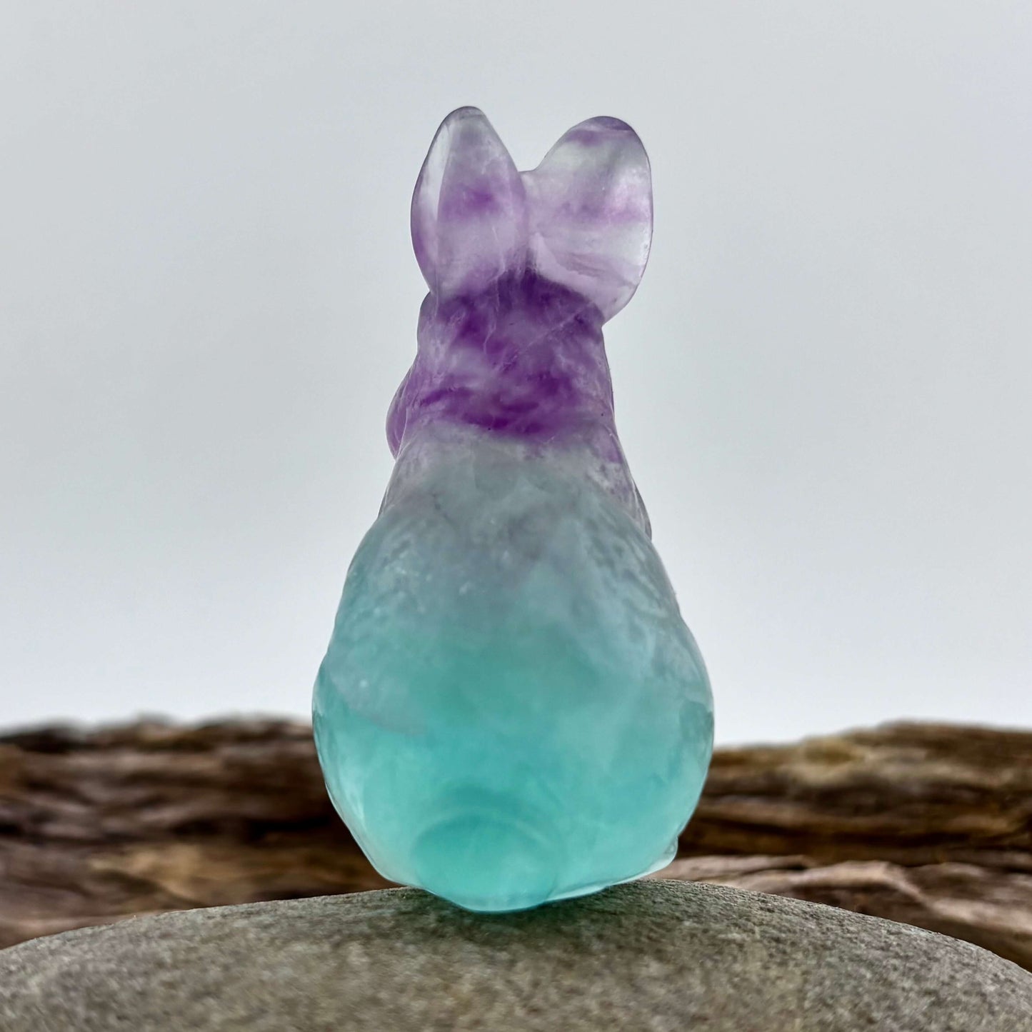 Rainbow Fluorite Carved Bunny Rabbit - 78 grams / 6 cm