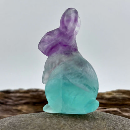 Rainbow Fluorite Carved Bunny Rabbit - 78 grams / 6 cm