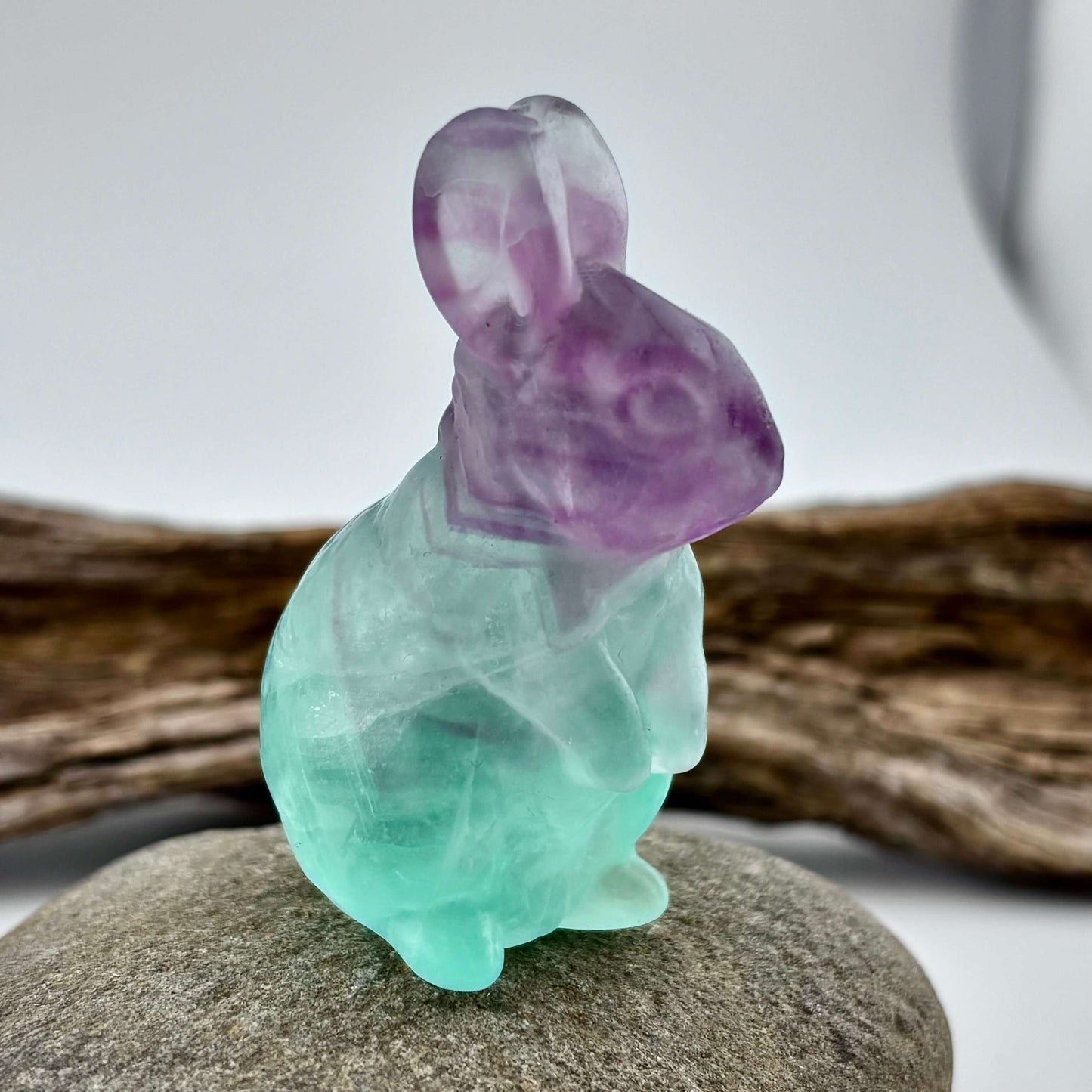 Rainbow Fluorite Carved Bunny Rabbit - 78 grams / 6 cm