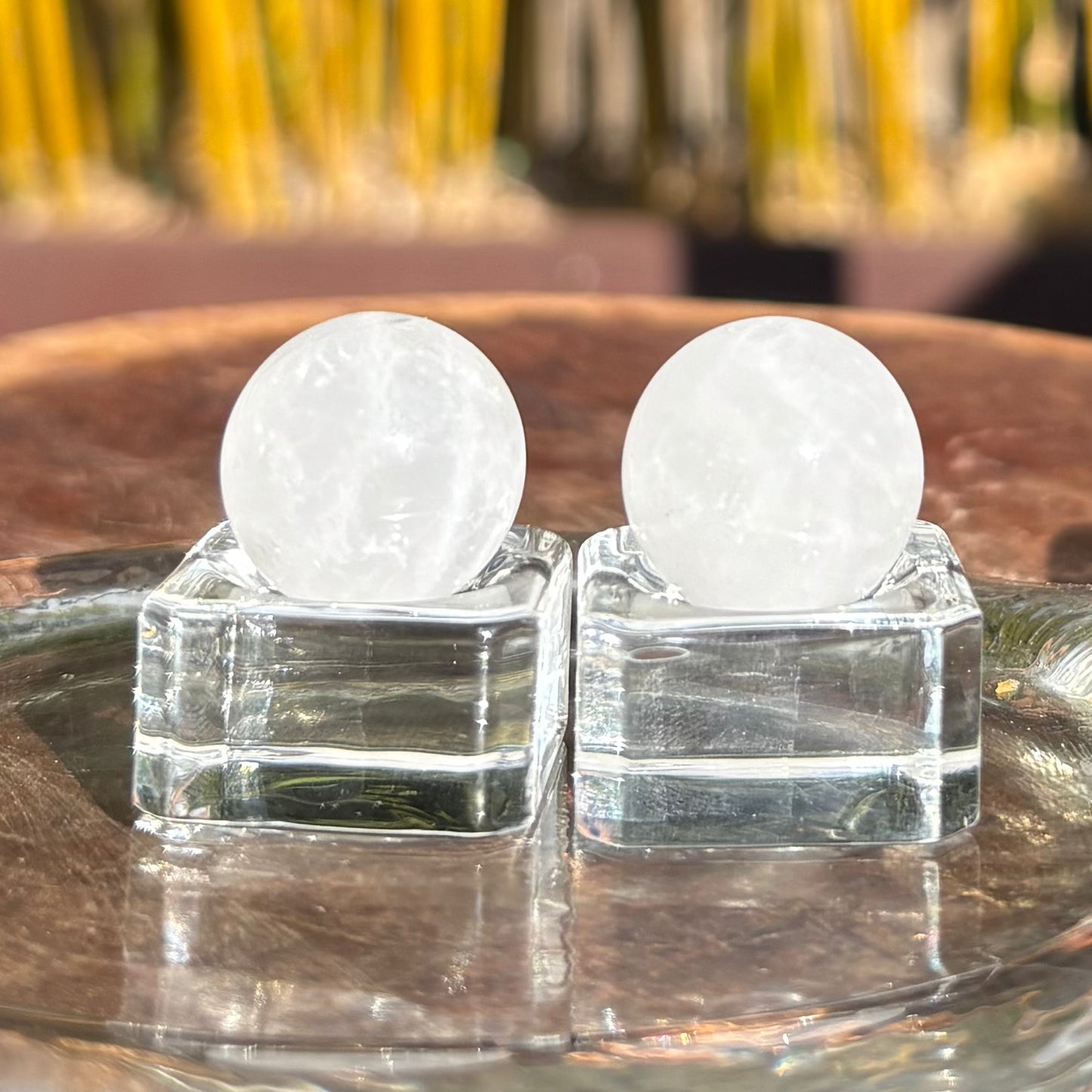 Small Clear Quartz Polished Spheres / Marbles x 2 - 20 grams