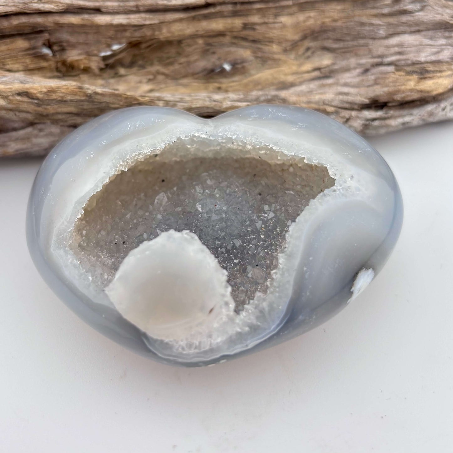 Brazilian Grey Agate Druzy Heart