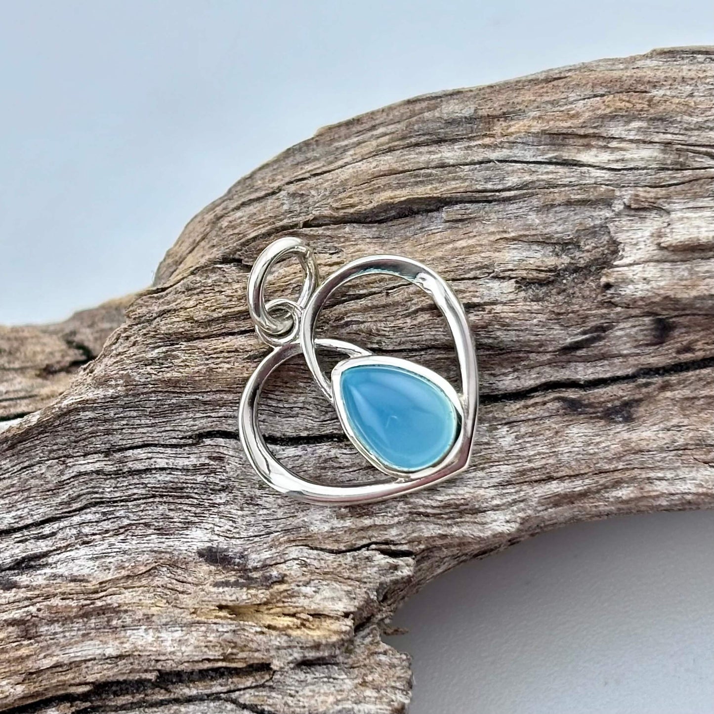 Chalcedony Heart Pendant Sterling Silver .925