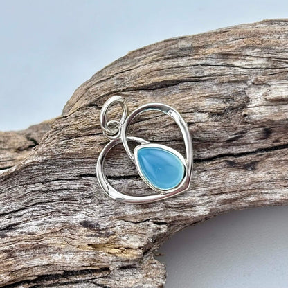Chalcedony Heart Pendant Sterling Silver .925
