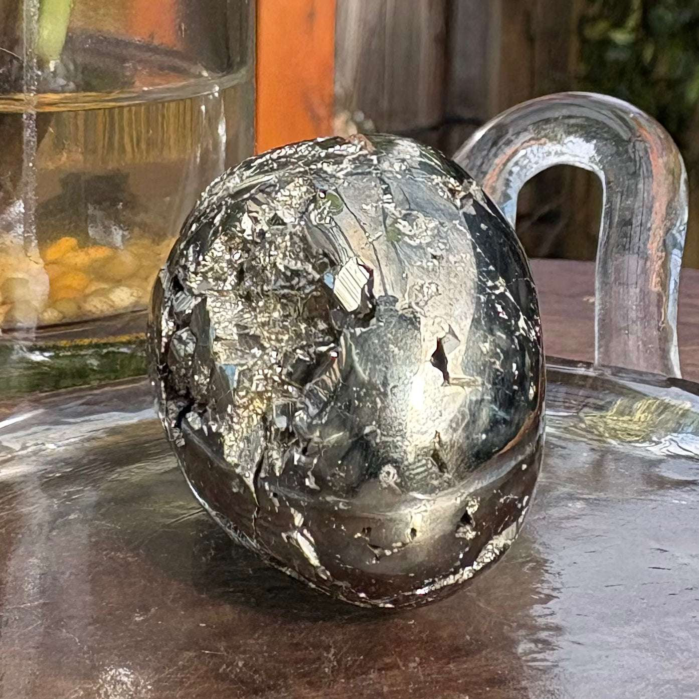 Brazilian Pyrite (Fool's Gold) Crystal Carved Skull - 122g