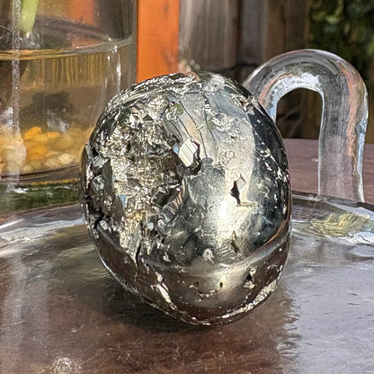 Brazilian Pyrite (Fool's Gold) Crystal Carved Skull - 122g