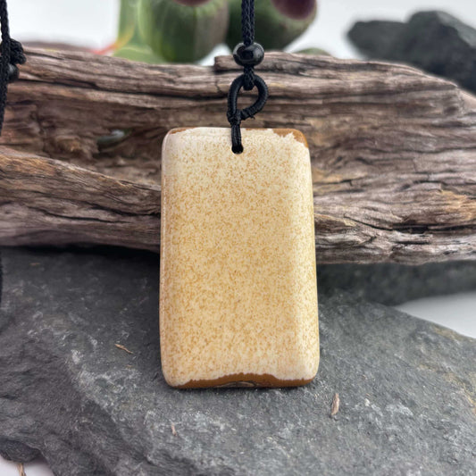 Rectangle Cabochon Picture Jasper Pendant on Rope