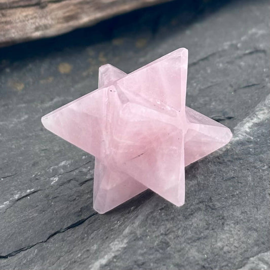 Small Rose Quartz Merkaba Star - Reiki/ Healing 1.6cm w gift pouch