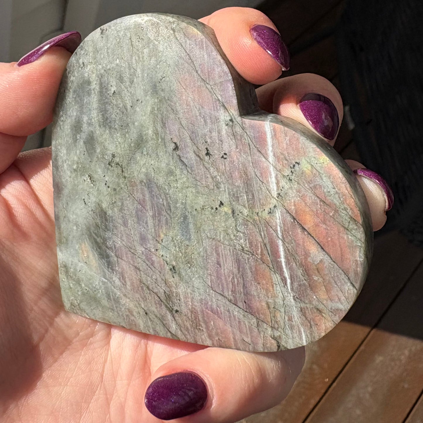 Labradorite Carved Heart  - 150 grams