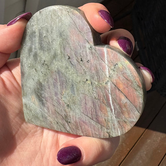Labradorite Carved Heart  - 150 grams