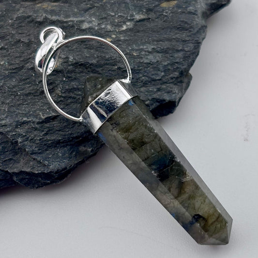 Labradorite Double Terminator Point Pendant 5cm