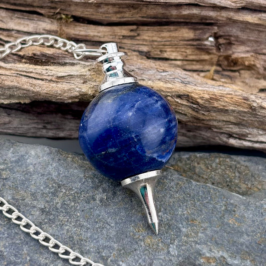 Sodalite Blue stone pendulum on a silver chain