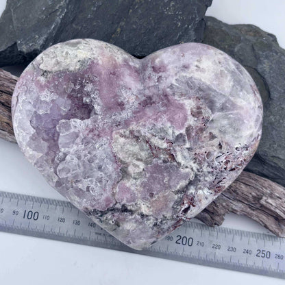 Large Brazilian Pink Amethyst Druzy Polished Heart on Stand - 670 grams / 16 cms