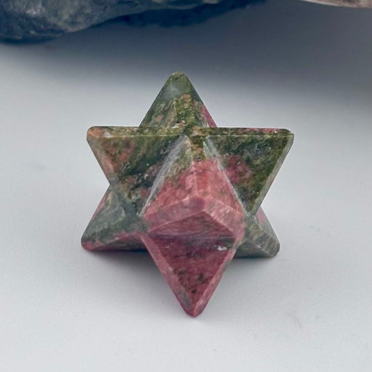 Small Unakite Merkaba Star - Reiki/ Healing 1.6cm w gift pouch