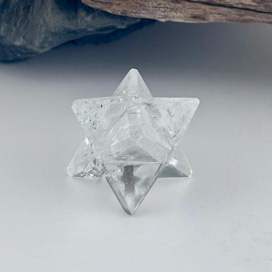 Small Clear Quartz Merkaba Star - Reiki/ Healing 1.6cm w gift pouch