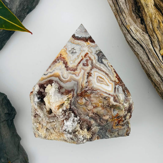 Mexican druzy Crazy Lace Agate Tower