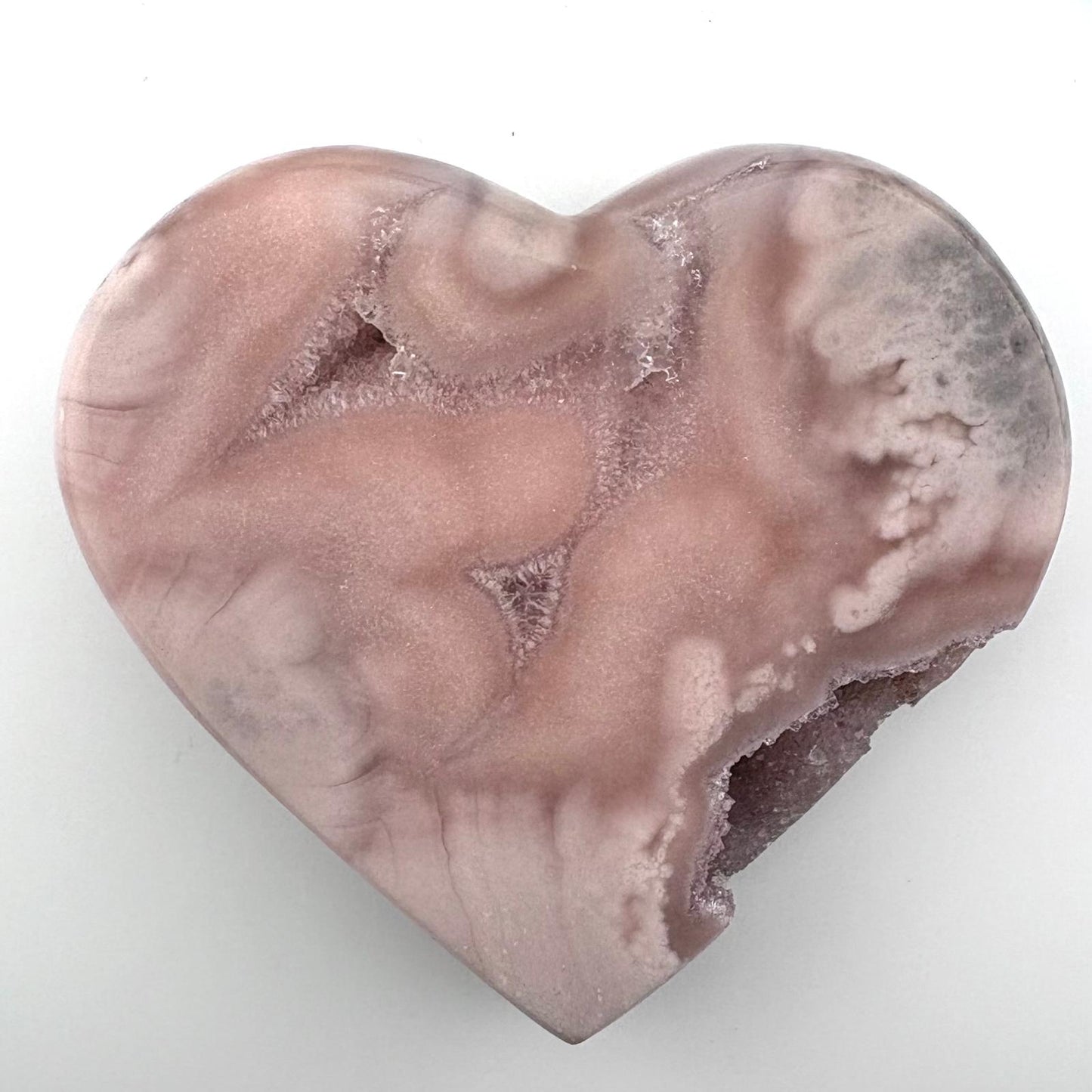 BIG Brazilian Pink Amethyst Milky Banded Druzy Heart - 472 grams
