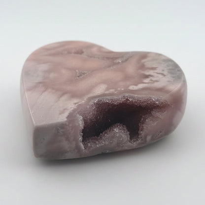 BIG Brazilian Pink Amethyst Milky Banded Druzy Heart - 472 grams
