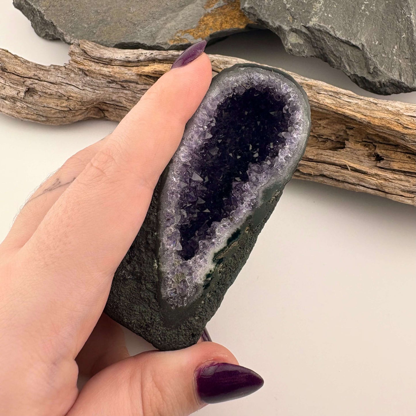Unique Mini Perfect Uruguayan AAA+ Amethyst Cathedral Geode - 0.153 kgs / H 9cm
