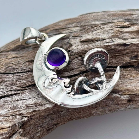 amethyst Mushroom moon pendant