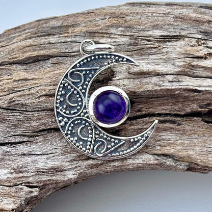 amethyst Mushroom moon pendant
