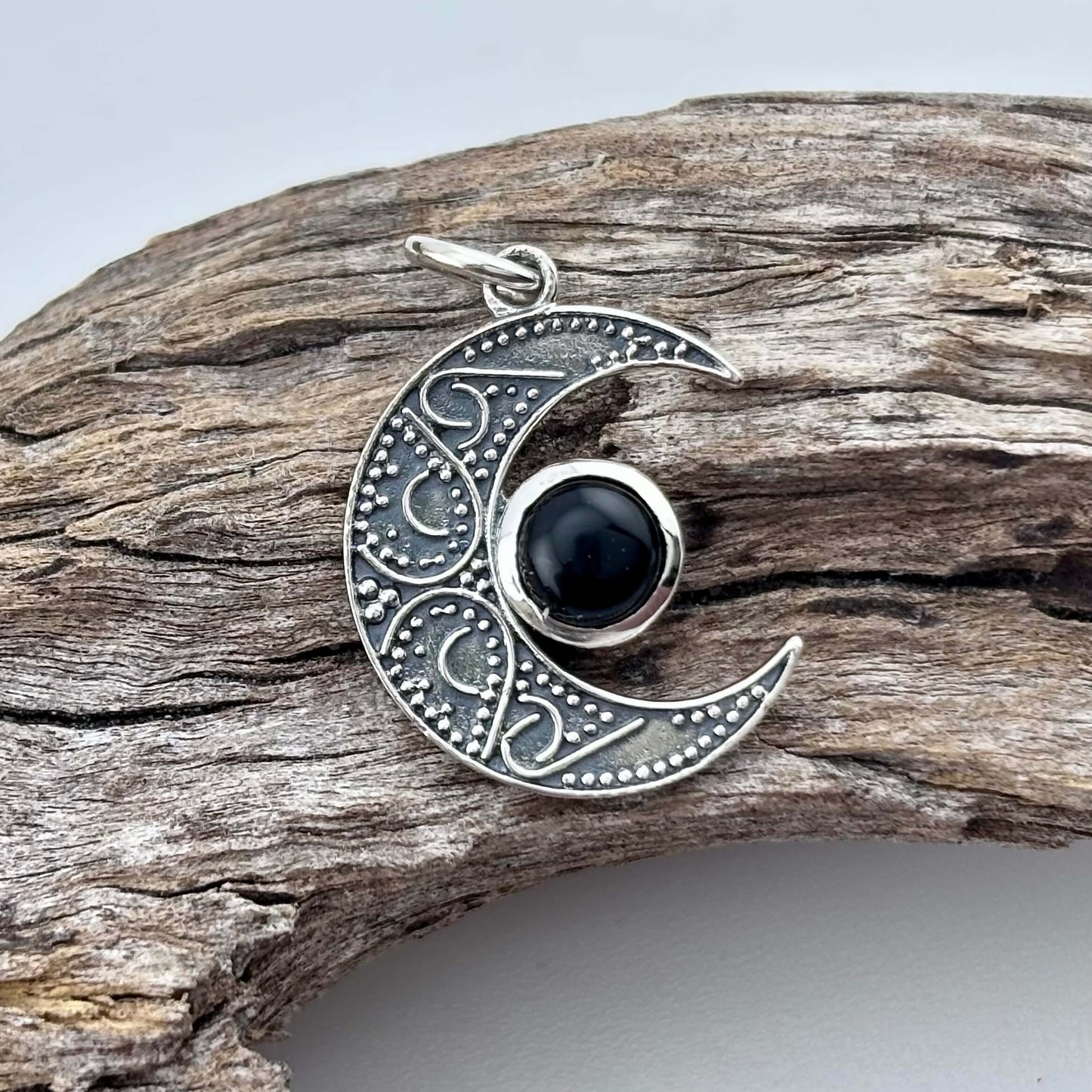 black Onyx  Mushroom moon pendant