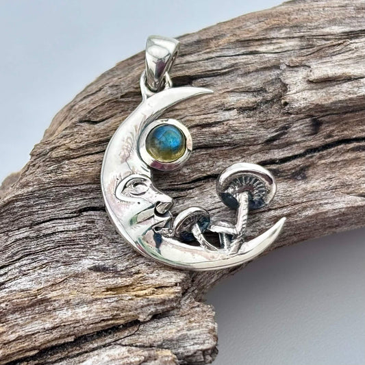 Labradorite Mushroom moon pendant