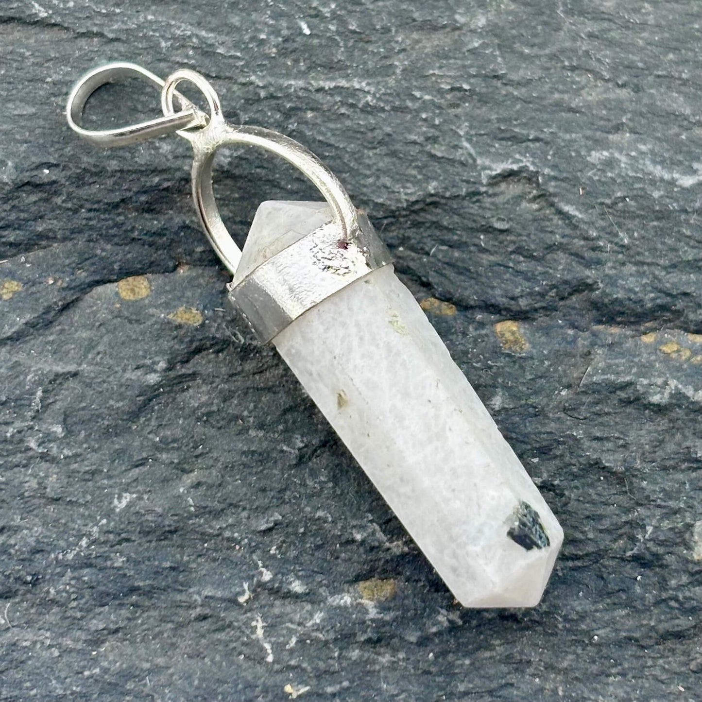 Moonstone Double Terminator Point Pendant 4cm