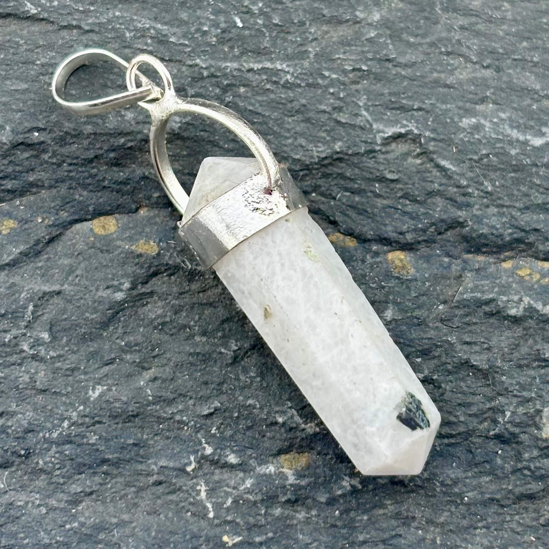 Moonstone Double Terminator Point Pendant 4cm