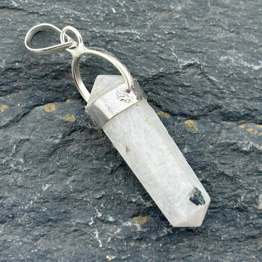 Moonstone Double Terminator Point Pendant 4cm