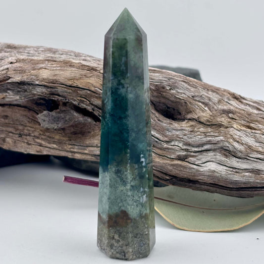 Moss Agate Polished Tower