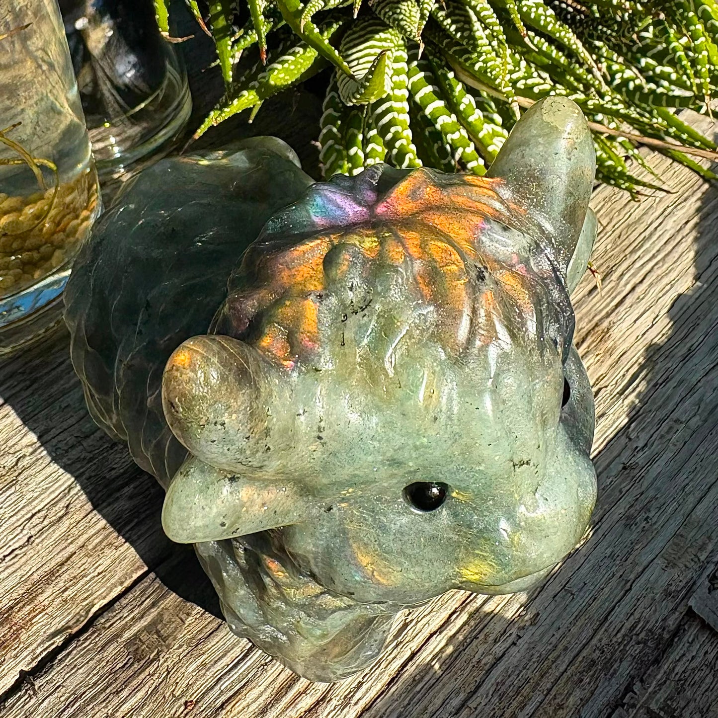 Labradorite Orange / Purple Flash Carved Highland Plateau Cow - 1kg