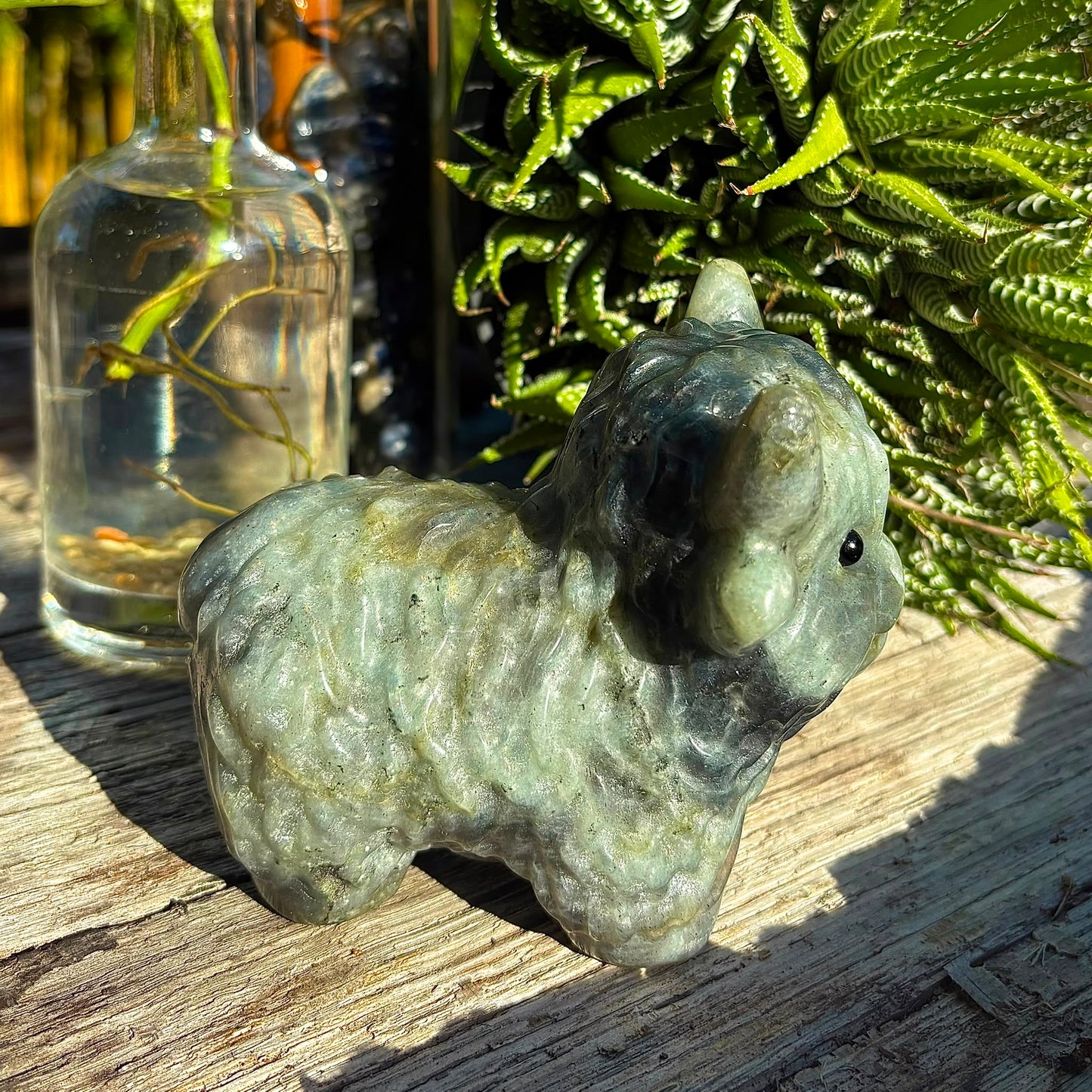Labradorite Orange / Purple Flash Carved Highland Plateau Cow - 1kg
