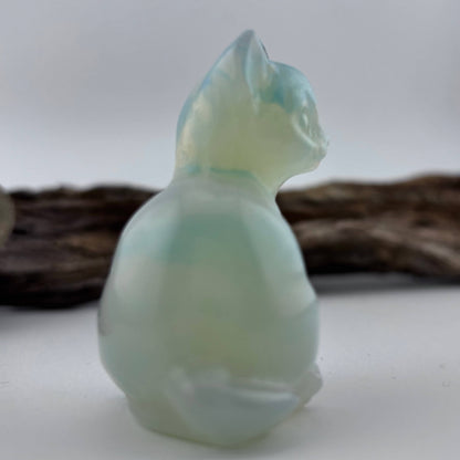 Opalite Carved Standing Cat - 73 grams / 6 cm