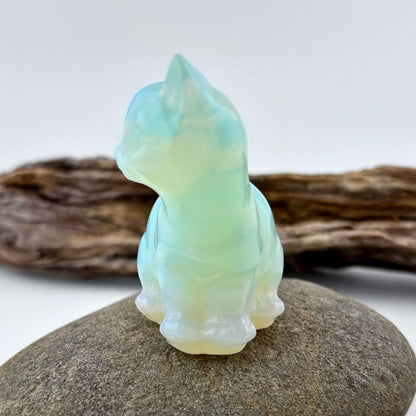 Opalite Carved Standing Cat - 73 grams / 6 cm