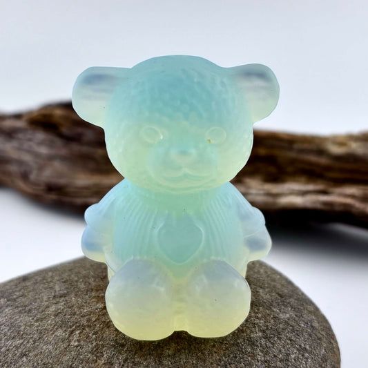 Opalite Carved Teddy Bear - 89 grams /5.5 cm