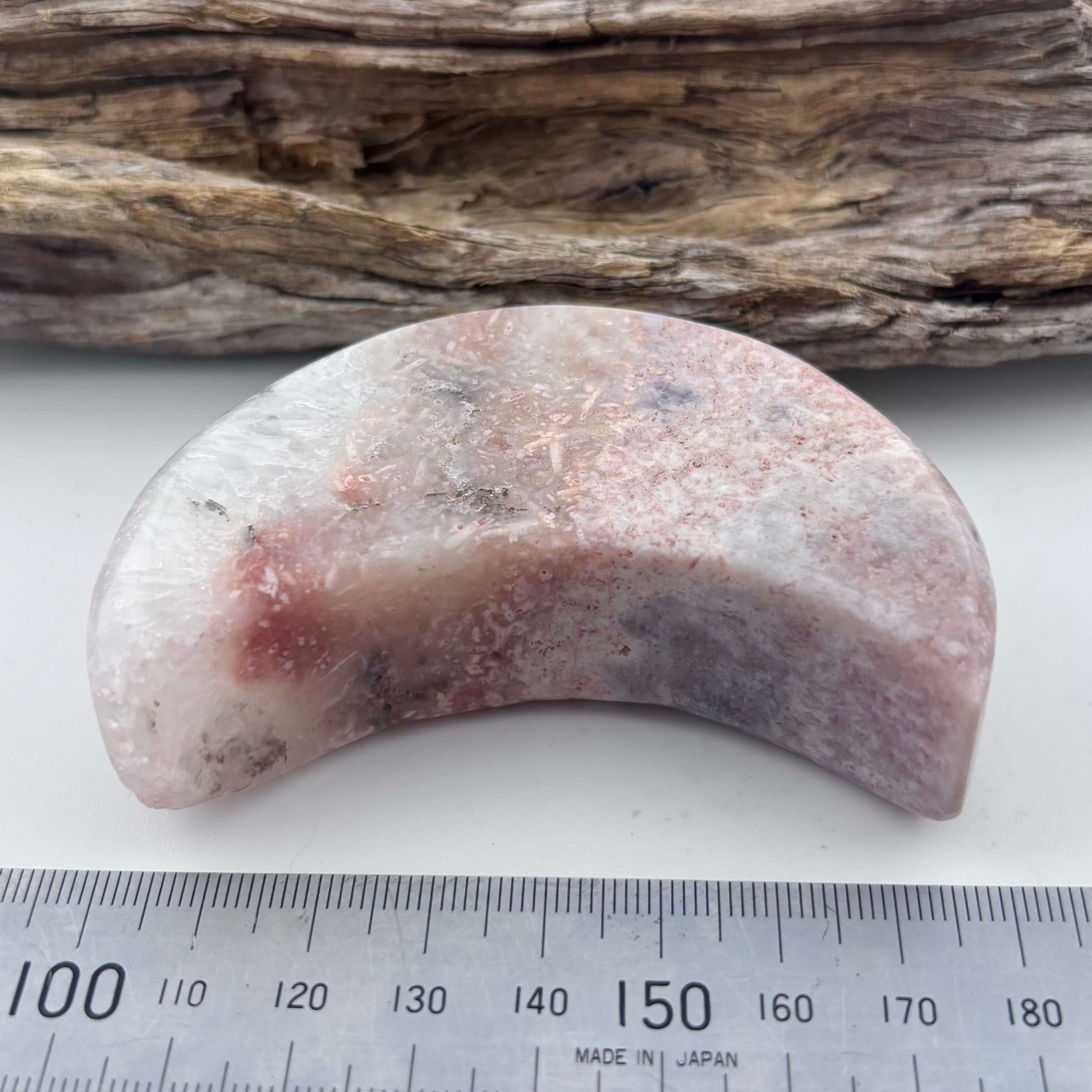 Brazilian Pink Amethyst Druzy Polished Moon - 162 grams / 7.9 cms