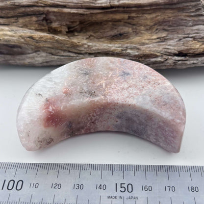 Brazilian Pink Amethyst Druzy Polished Moon - 162 grams / 7.9 cms