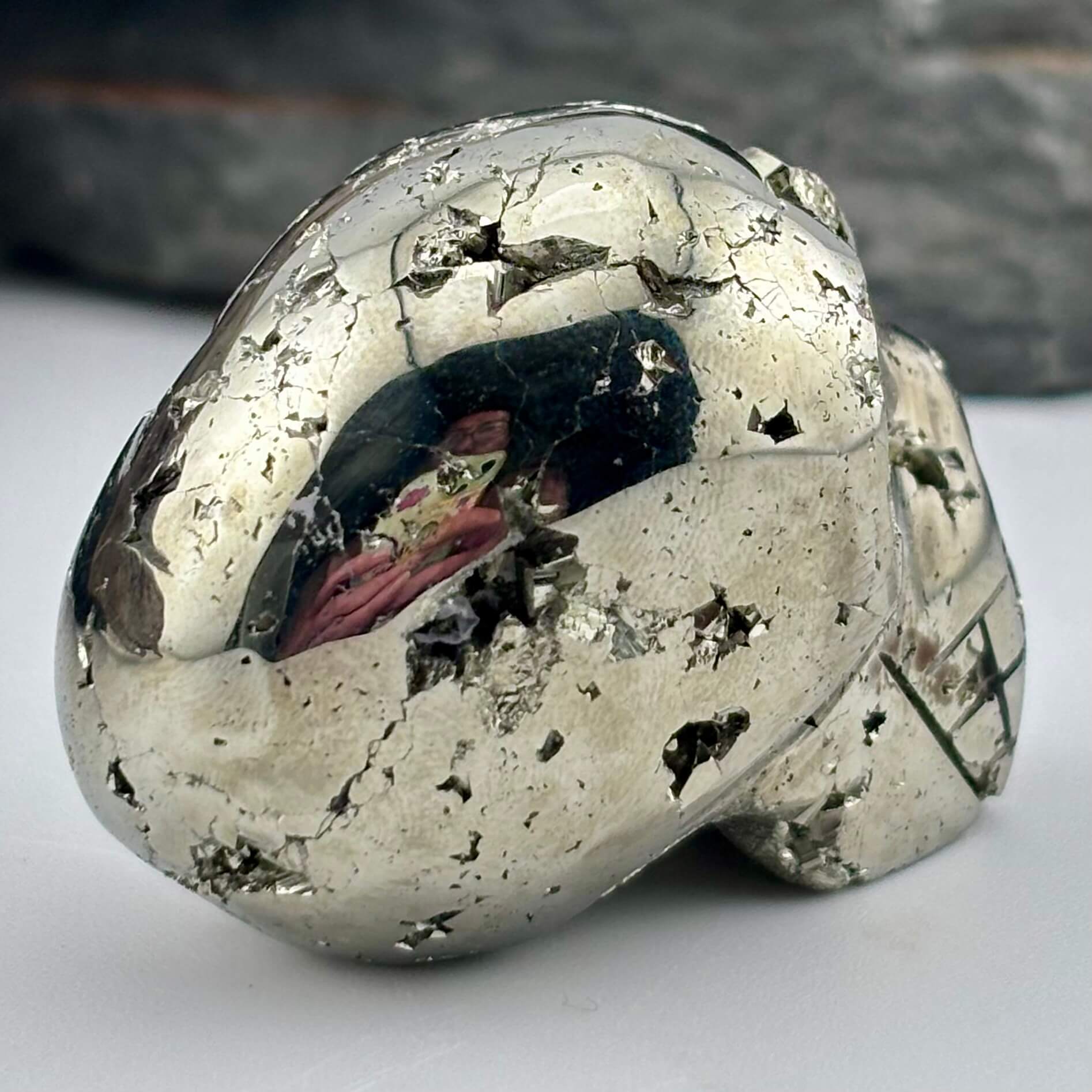 Pyrite Carved Skull