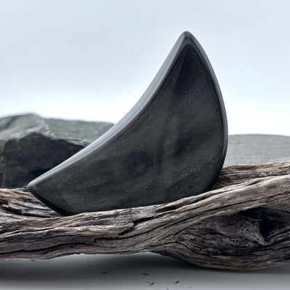 Unique Silver Obsidian Polished Moon - 90 grams / 8.1 cms