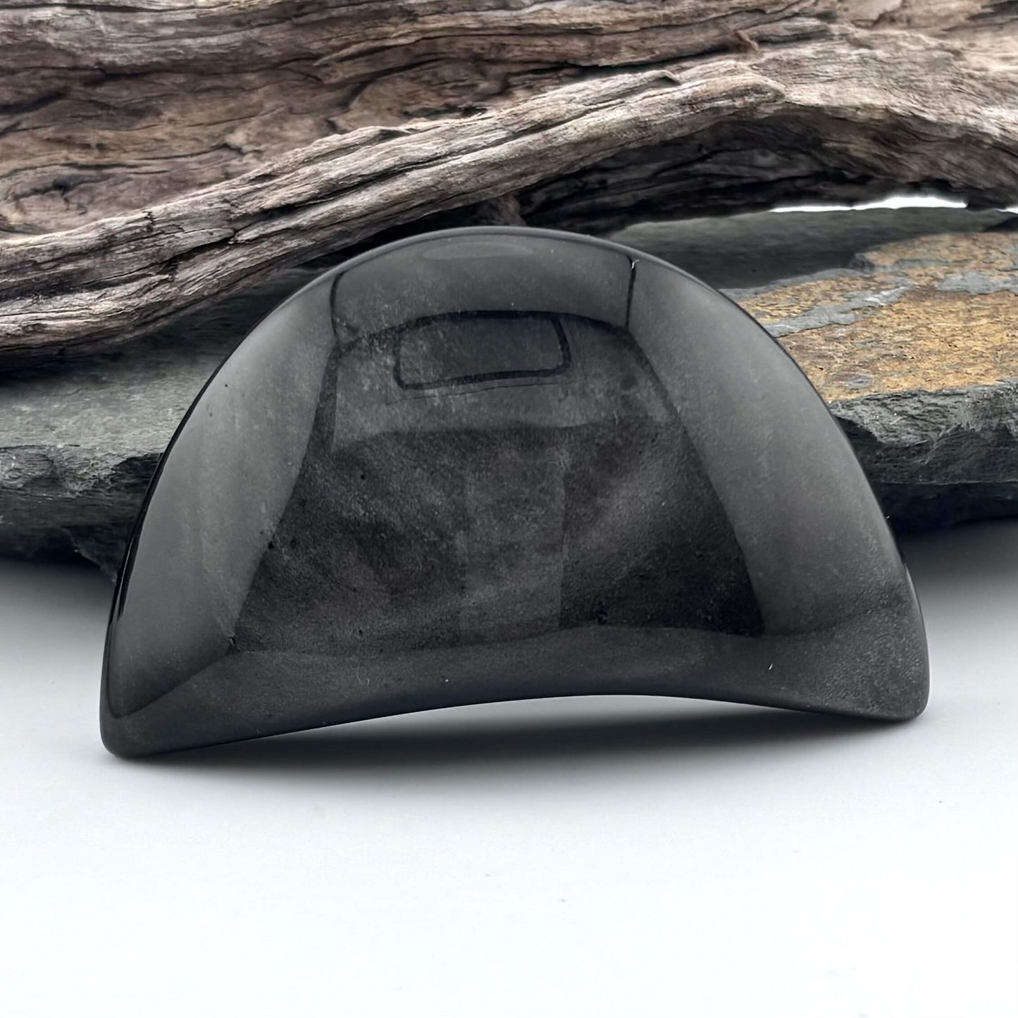 Unique Silver Obsidian Polished Moon - 90 grams / 8.1 cms