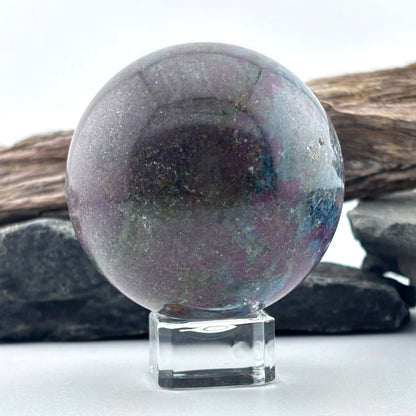 Unique Large Ruby Kyanite Sphere - 400 grams / 6 cms - With Free clear Sphere Stand