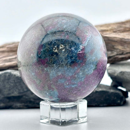 Unique Large Ruby Kyanite Sphere - 400 grams / 6 cms - With Free clear Sphere Stand