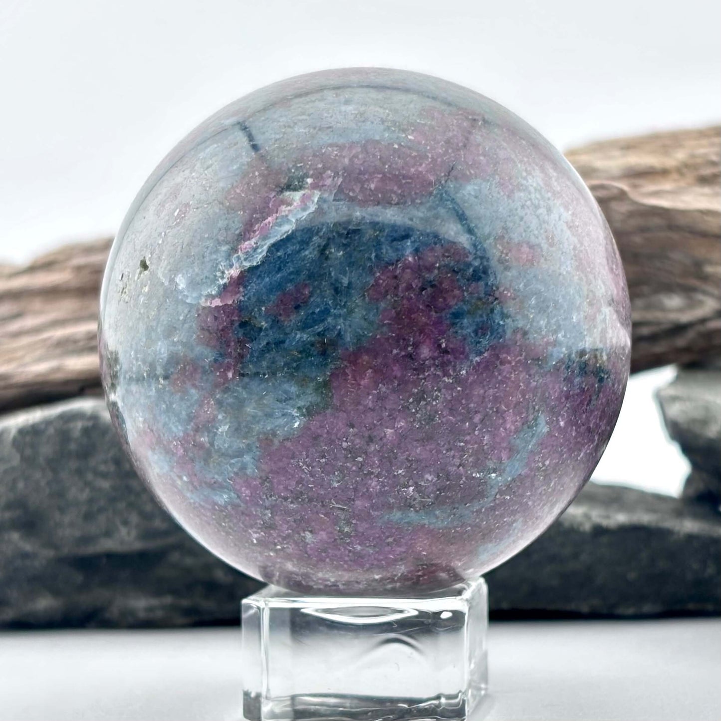 Unique Large Ruby Kyanite Sphere - 400 grams / 6 cms - With Free clear Sphere Stand